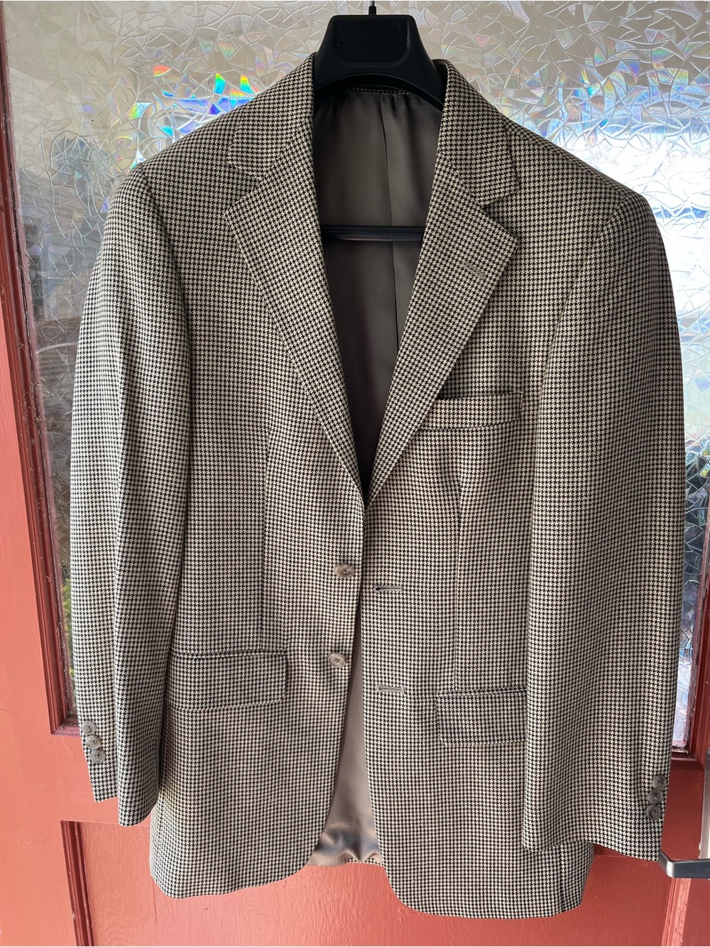 Men's Houndstooth Two-Button Blazer - Gray/Tan 34 reg
